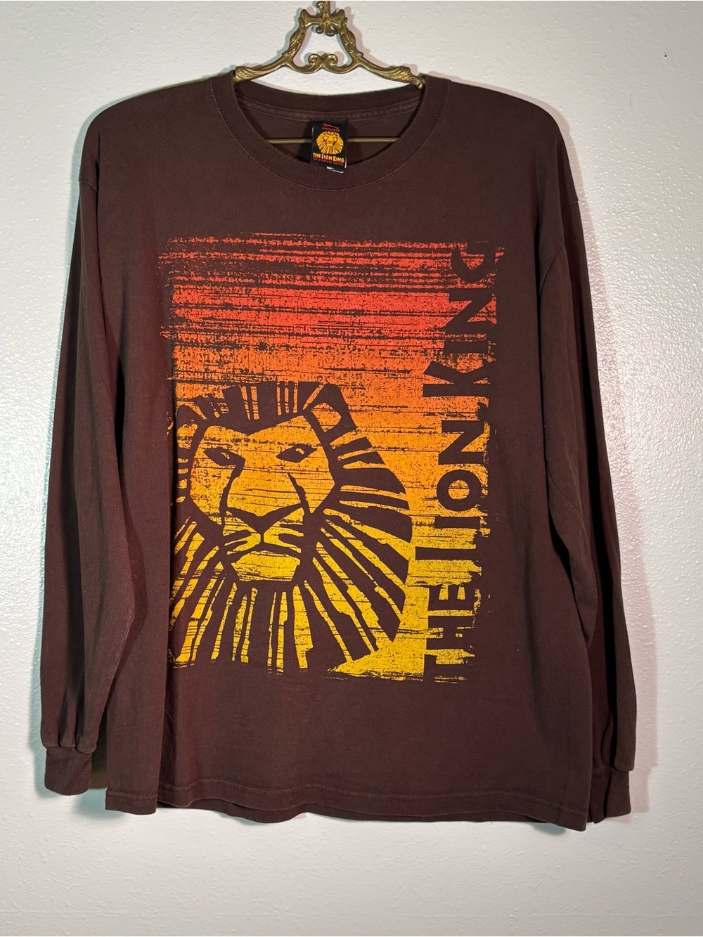 Disney The Lion King Broadway Musical Long Sleeve Graphic Shirt Brown Adult L